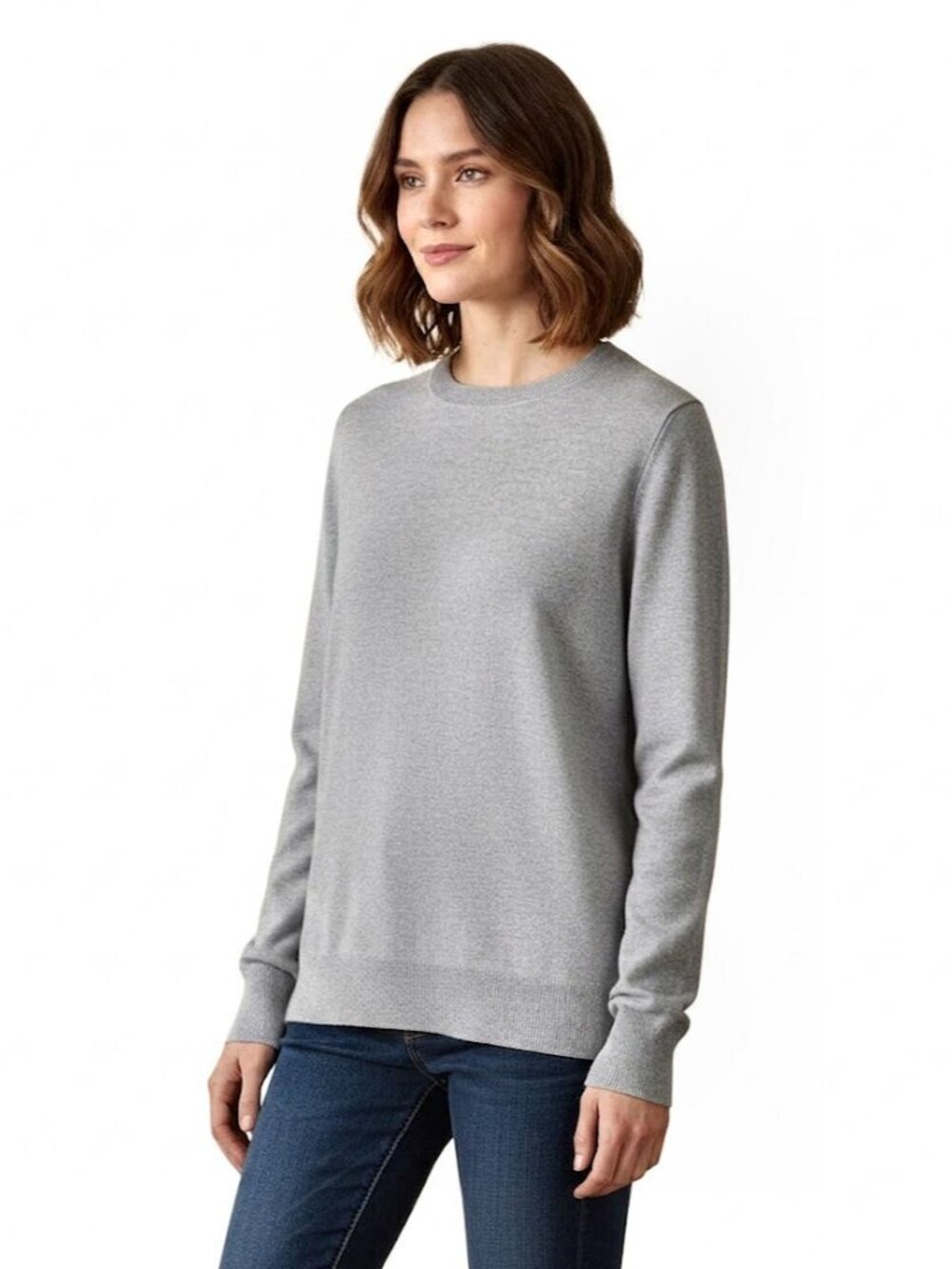 Adam Lippes Crew Neck Sweater, Heather Grey, Womens Size XS